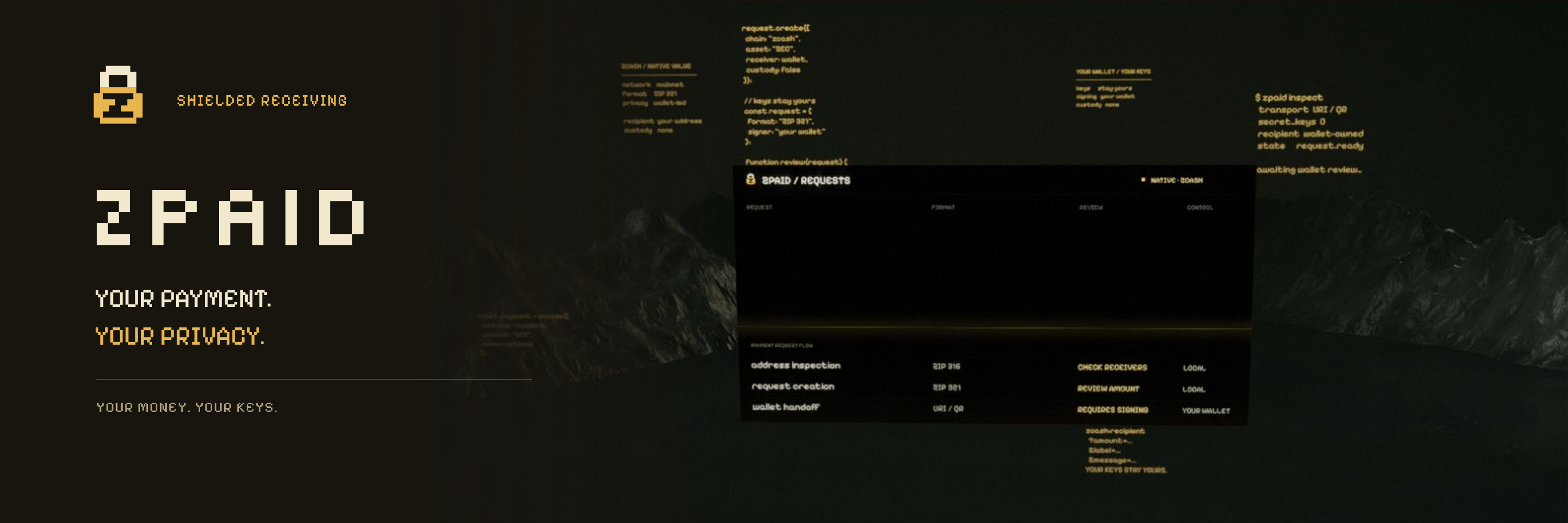 ZPAID with a 3D landscape, spatial terminal and floating code
